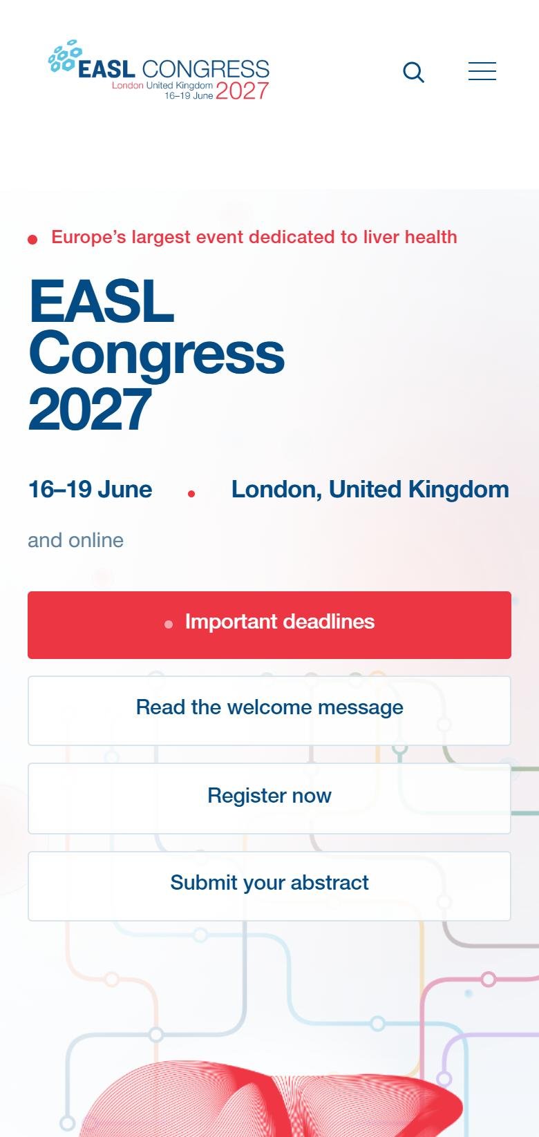 EASL Congress 2027 website, mobile